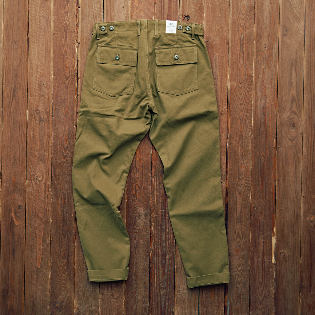 CHESAPEAKE'S - Fatigue Pants Degrase Canvas- grøn
