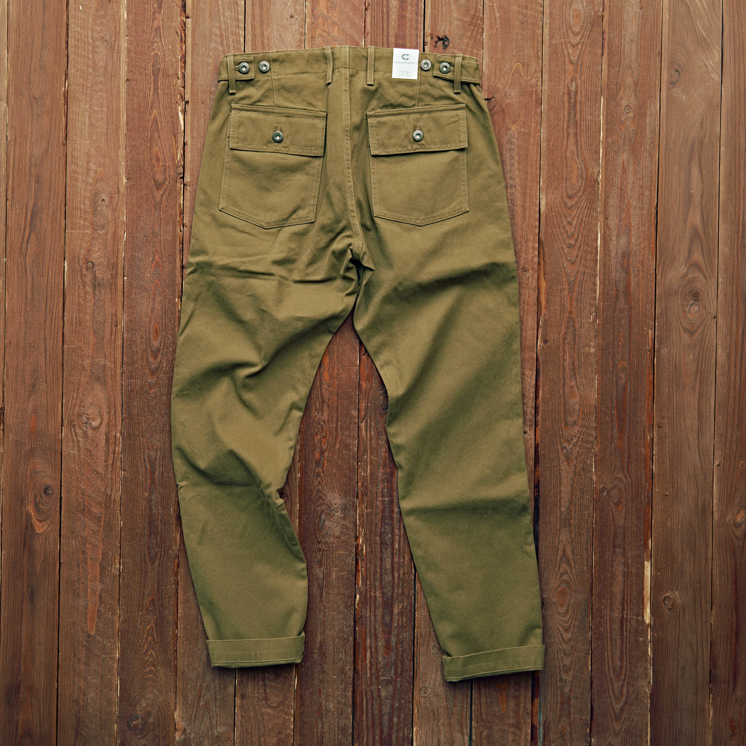 CHESAPEAKE'S - Fatigue Pants Degrase Canvas- grøn