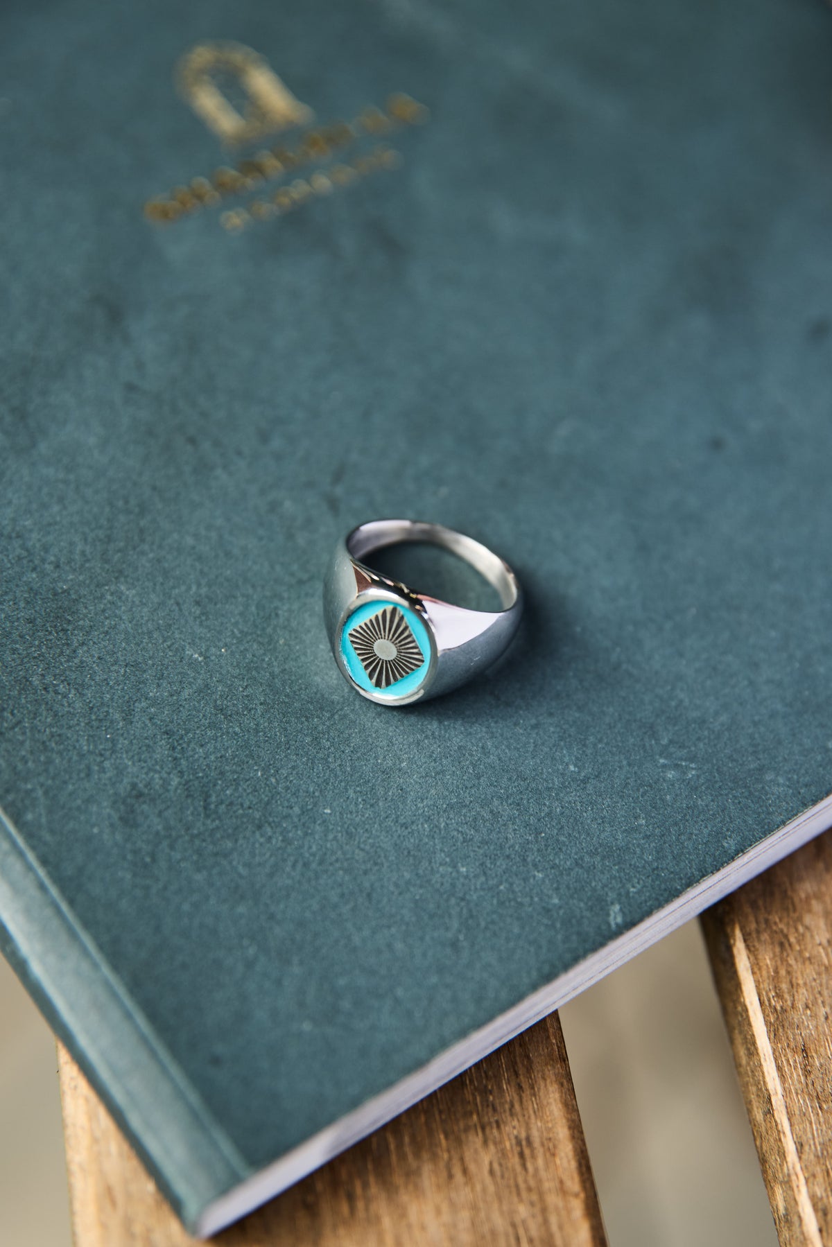 Black Pearl - Silver Concho Turquoise Enamel Ring