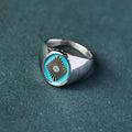Black Pearl - Silver Concho Turquoise Enamel Ring