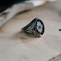 Black pearl Creations - Southwestern signet ring black enamel