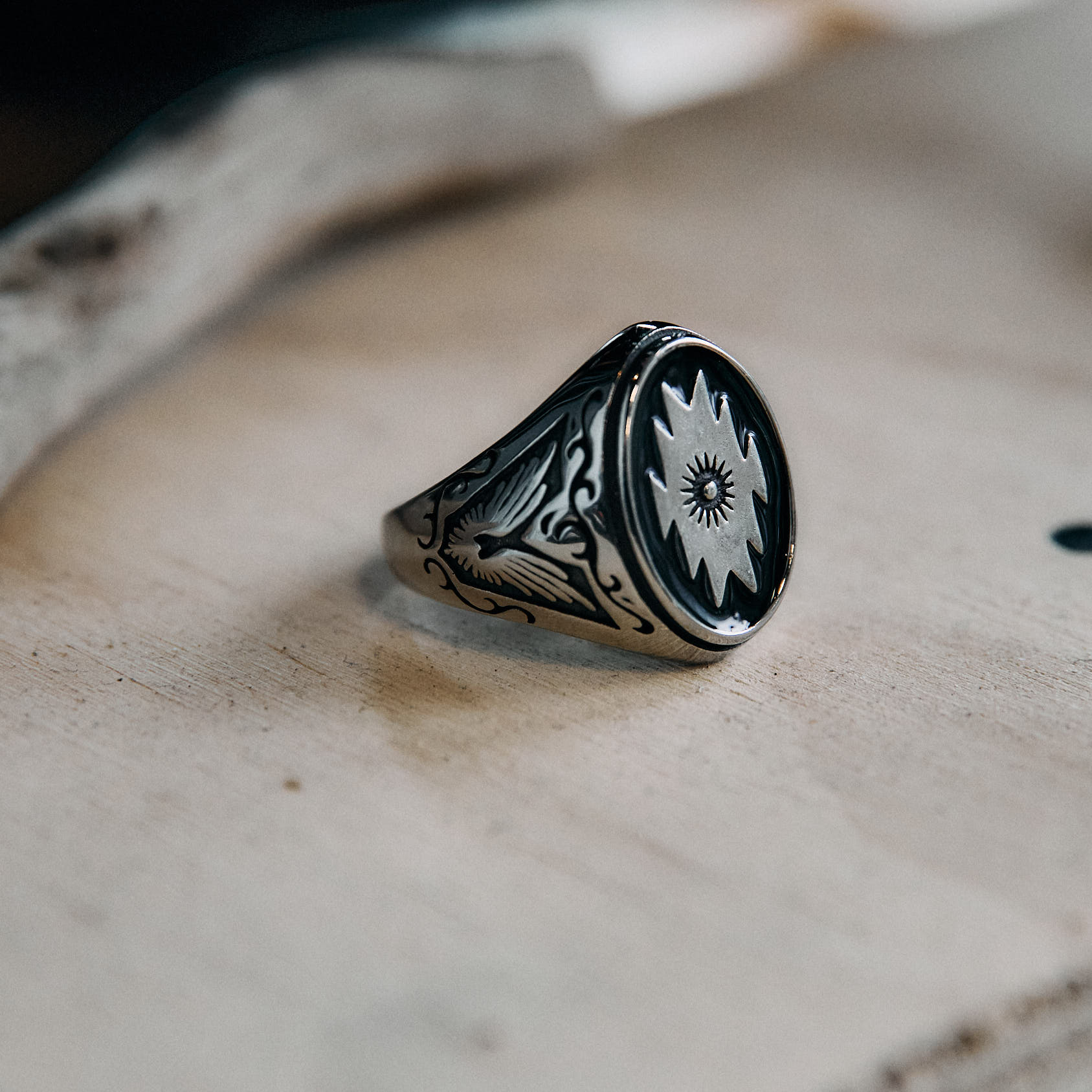 Black pearl Creations - South western signet ring black