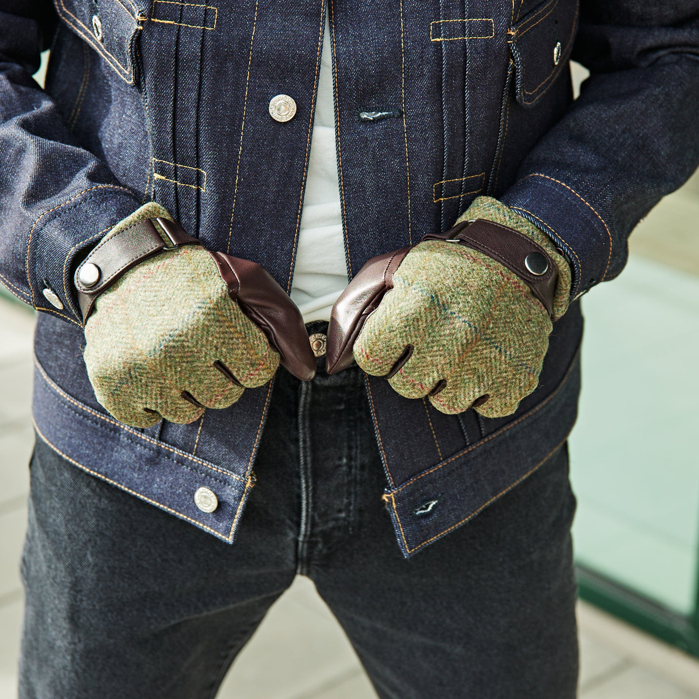 MJM GLOVES KYLE LEATHER/WOOL GREEN