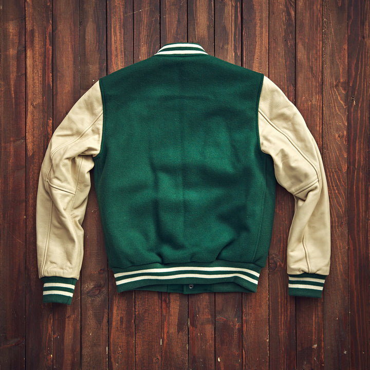 Schott N.Y. - Varsity Jacket Cowhide/Wool  - Green/Beige