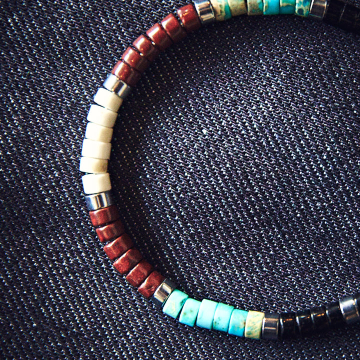 BLACK PEARL CRÉATIONS - Armbånd - Mini Heishi - hvid/sort/turkis