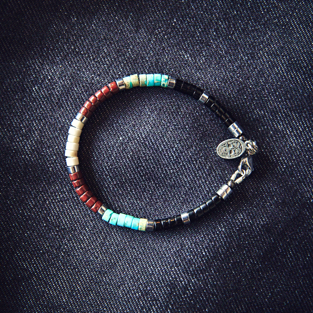 BLACK PEARL CRÉATIONS - Armbånd - Mini Heishi - hvid/sort/turkis