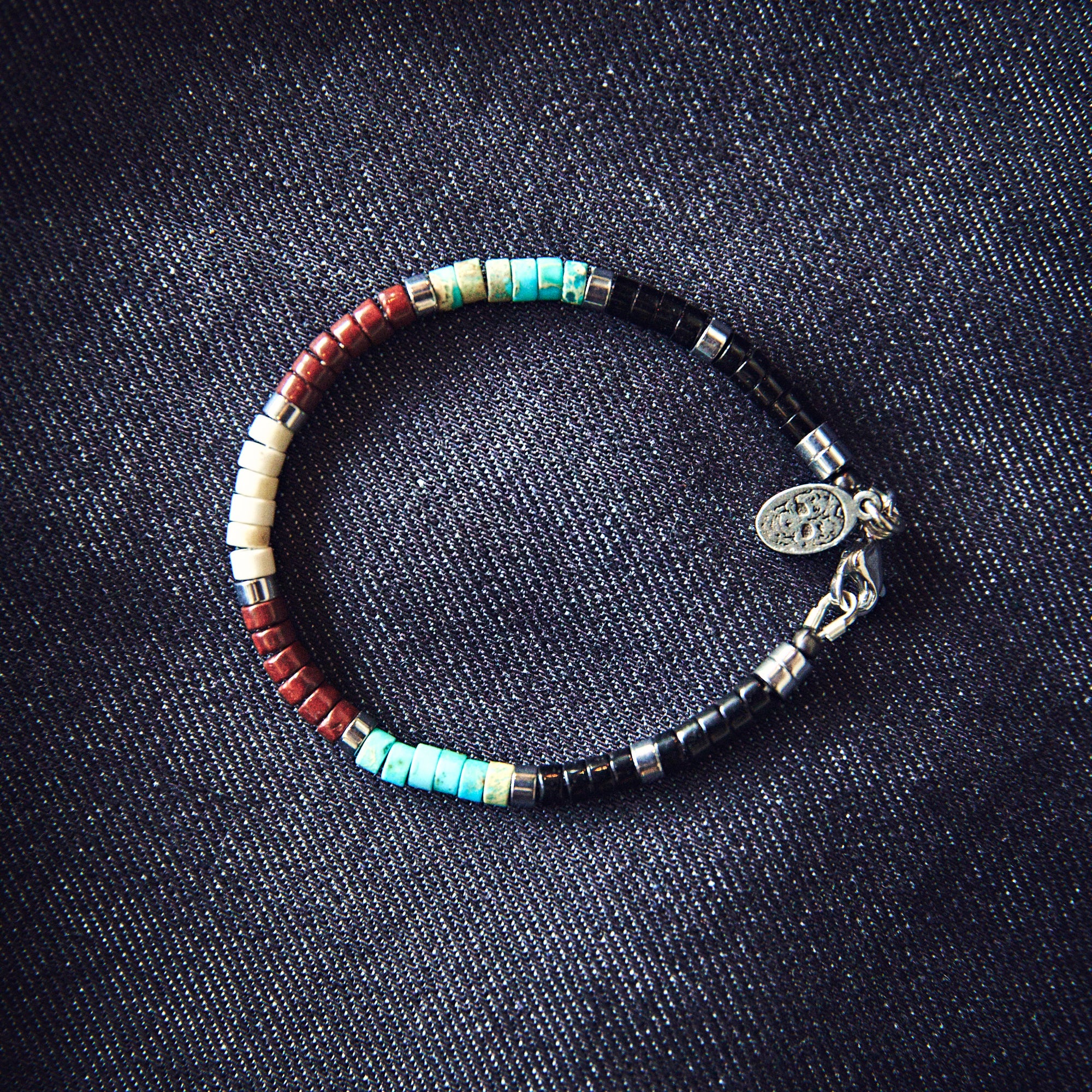 BLACK PEARL CREATIONS - Bracelet - Mini Heishi - white/black/turquoise