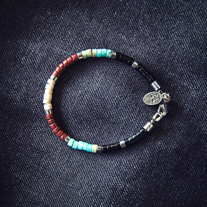BLACK PEARL CRÉATIONS - Armbånd - Mini Heishi - hvid/sort/turkis