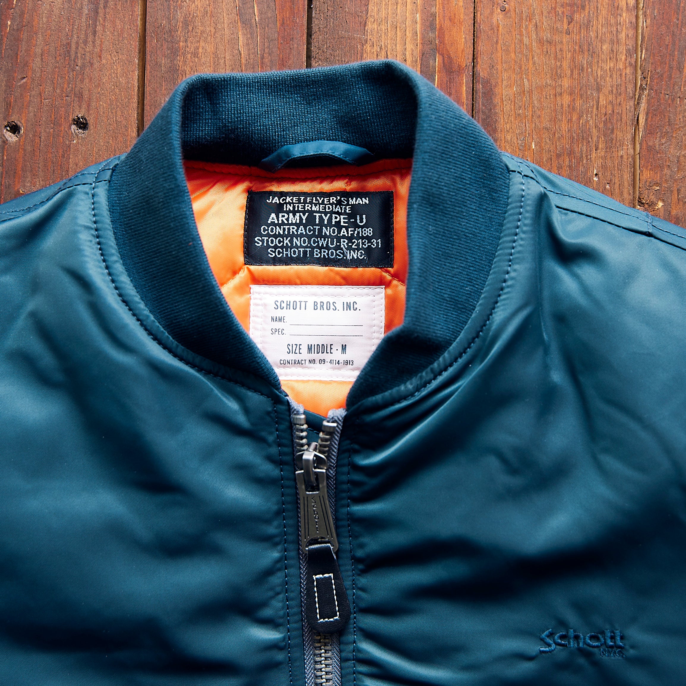 Schott nyc - flight jacket - petrol blue – Jake's Apparel