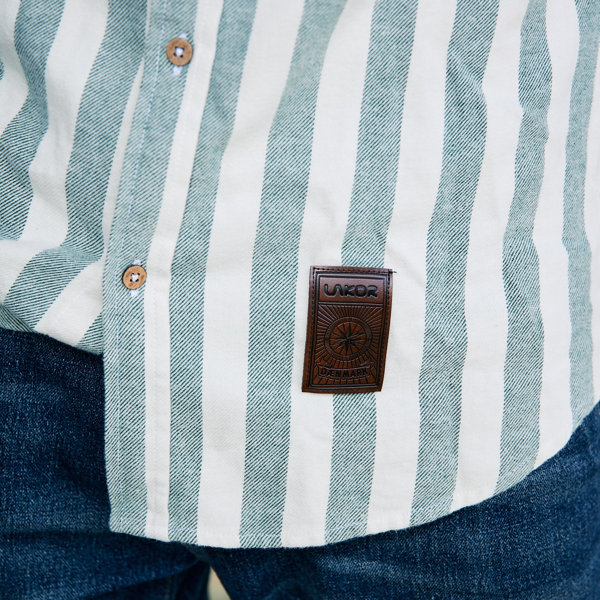 Lacquer - Striped Cotton - Off-White/Green