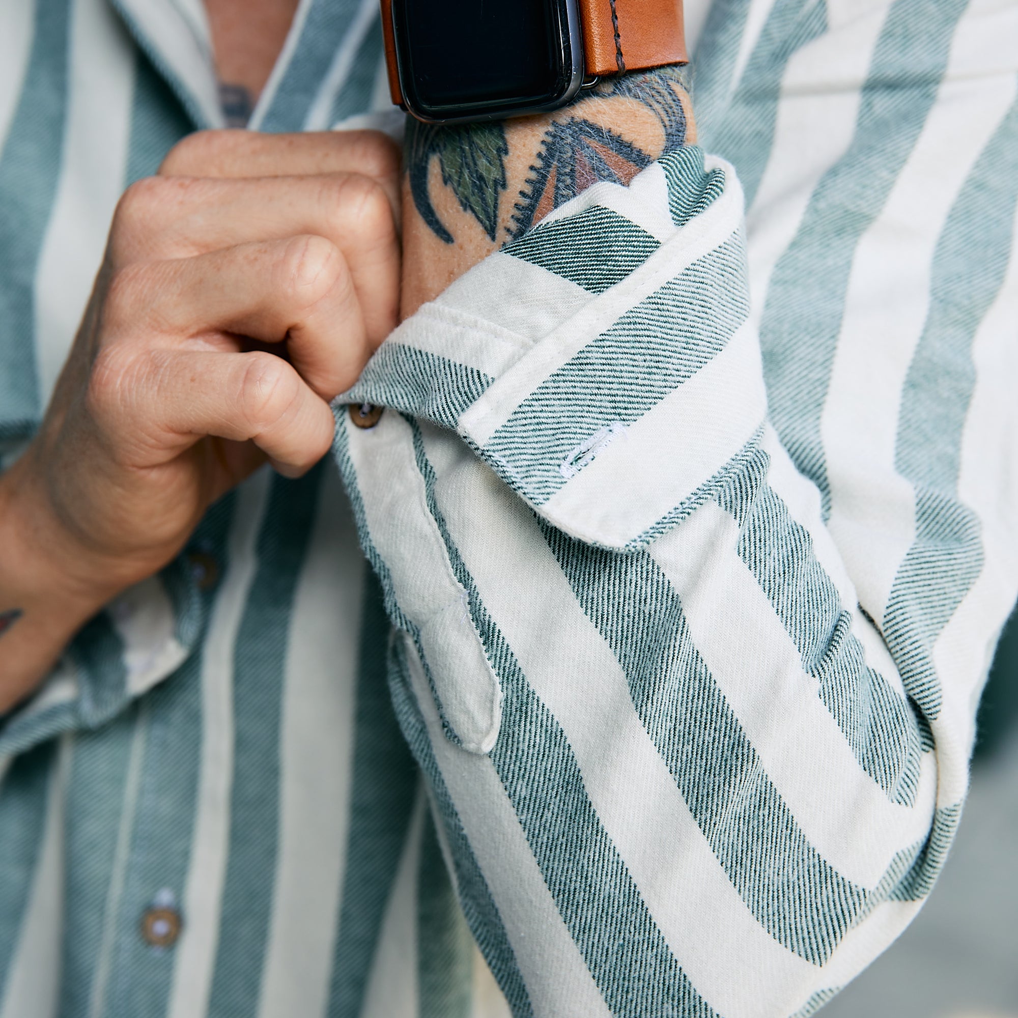 Lacquer - Striped Cotton - Off-White/Green