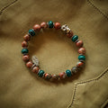 Bracelet - Poppy Jasper, Chrysocolle and silver skull