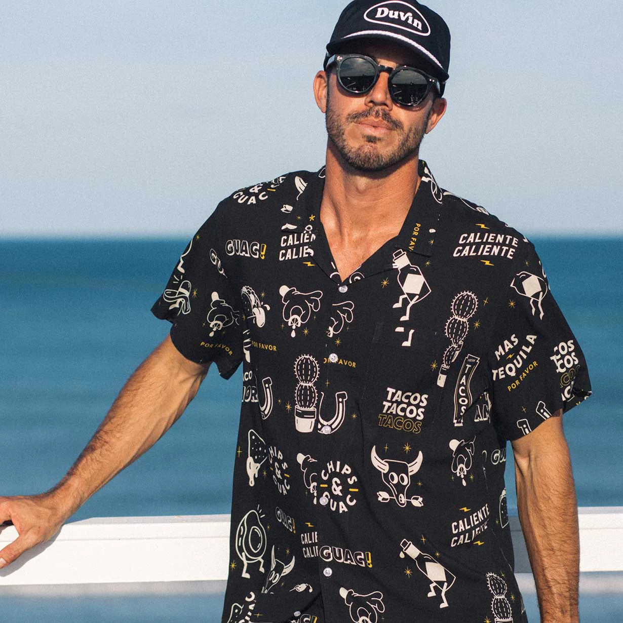 Duvin Design -"Chips N Dip"Buttonup Shirt Black