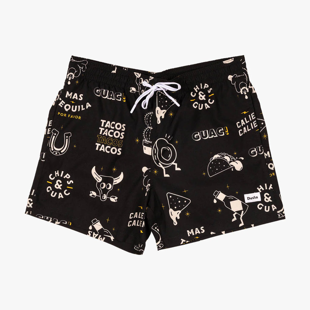Duvin Design -"Chips N Dip"Swim/Summer Short Black