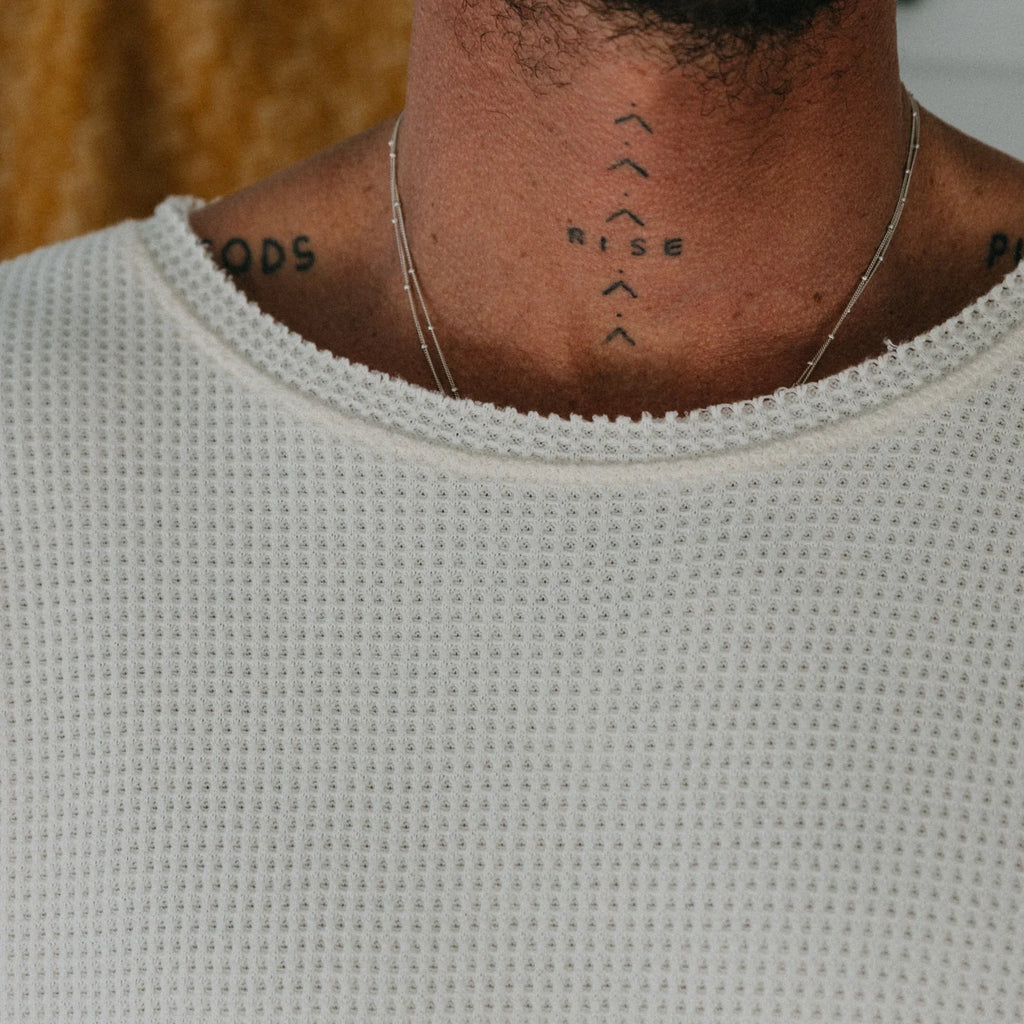 Ottway - Waffle Crew Neck Long Sleeve T-Shirt - White