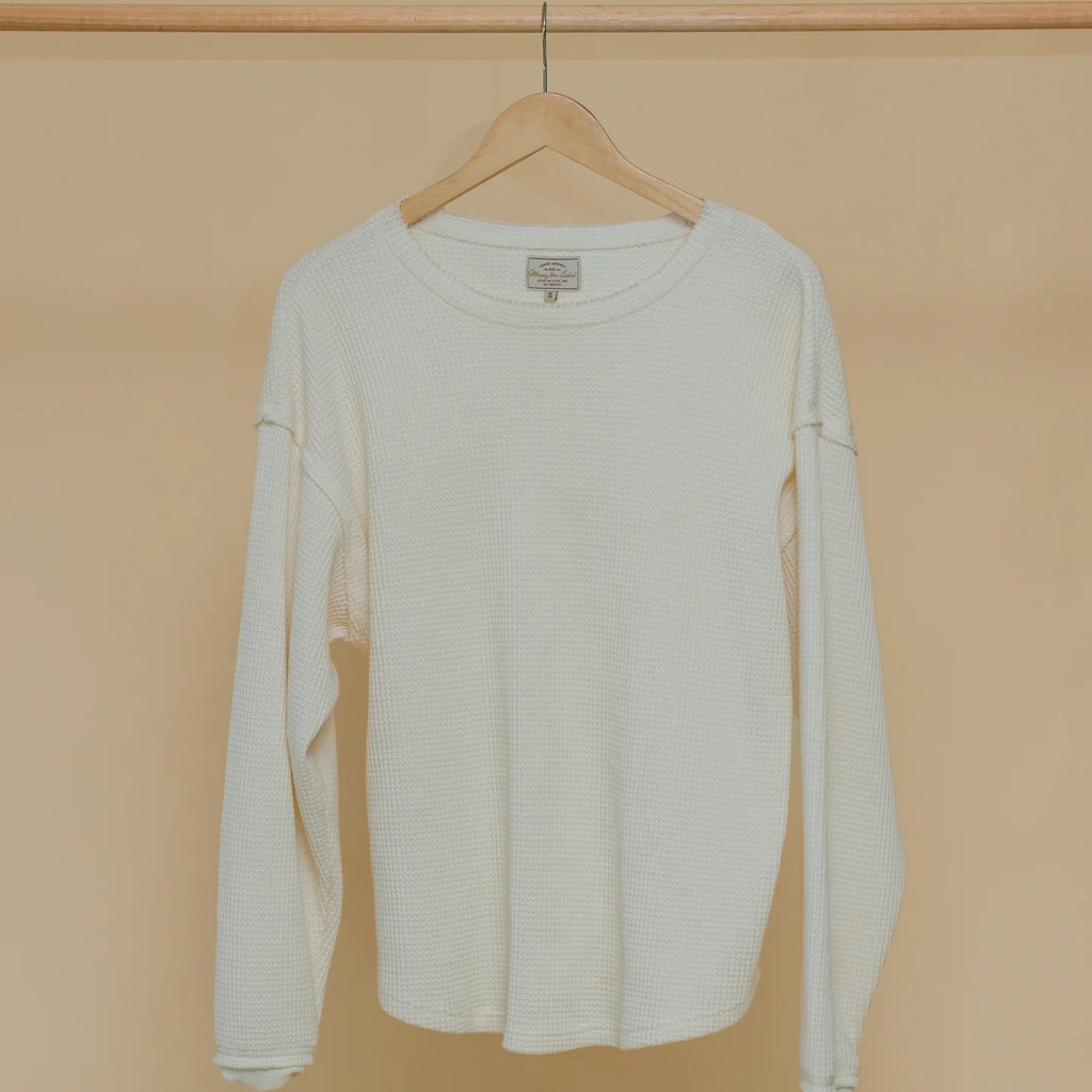 Ottway - Waffle Crew Neck Long Sleeve T-Shirt - White