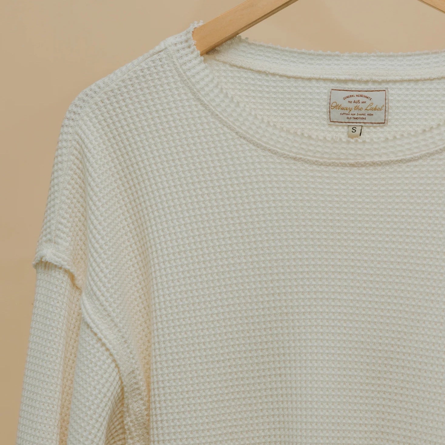 Ottway - Waffle Crew Neck Long Sleeve T-Shirt - White