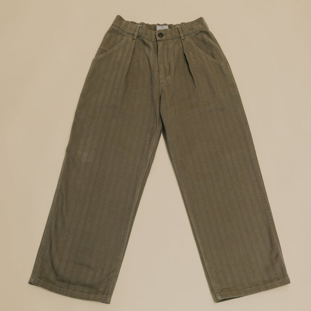 Ottway - Ben Roy Baggy Pleated Pants - Green