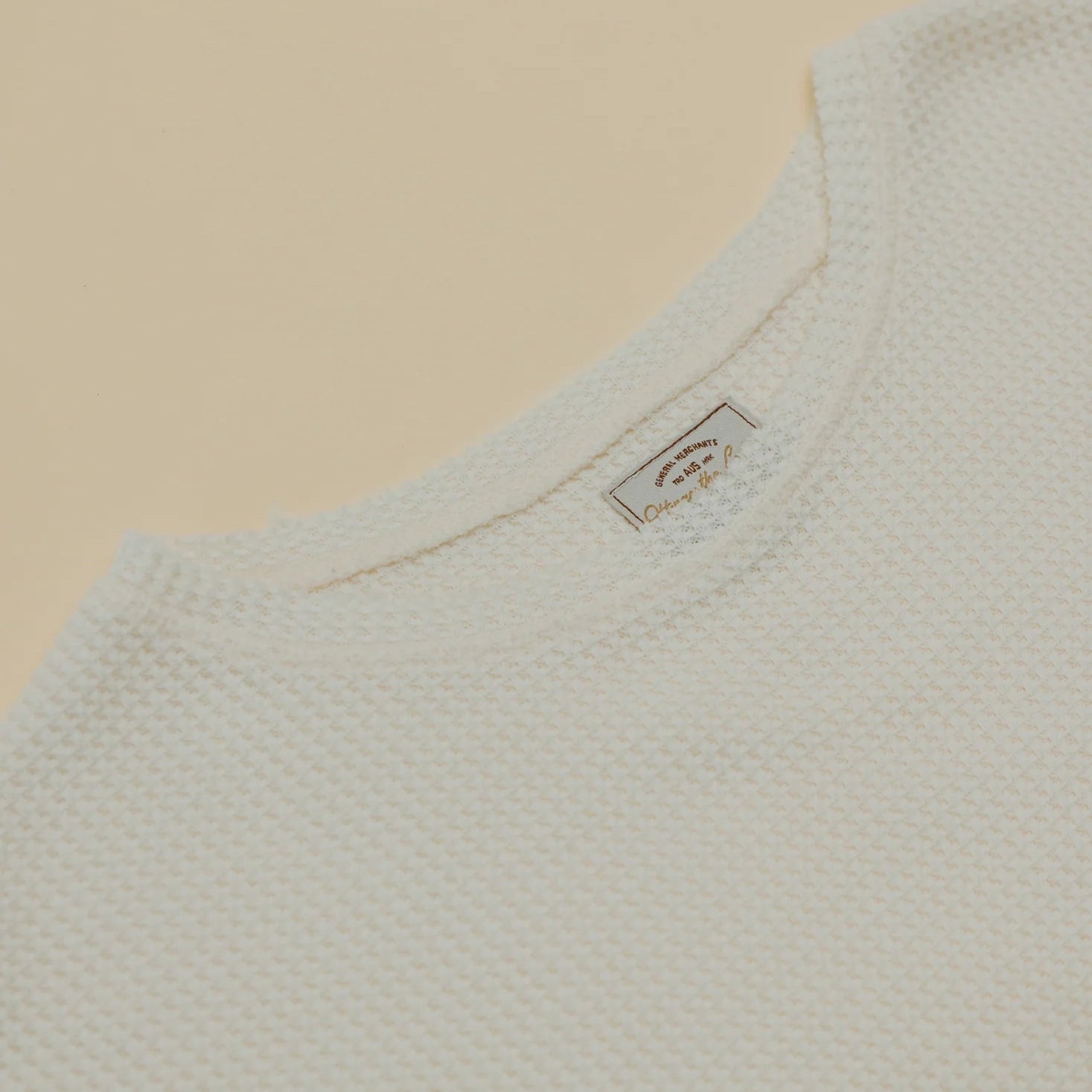 Ottway - Waffle Crew Neck Long Sleeve T-Shirt - White