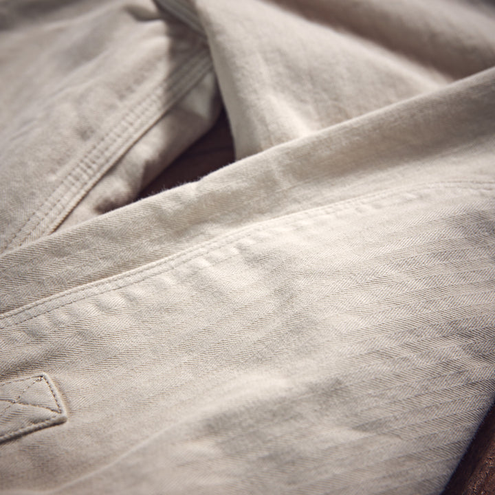 Hen's Teeth Italy - Herringbone Work Shirt - Raw White V2