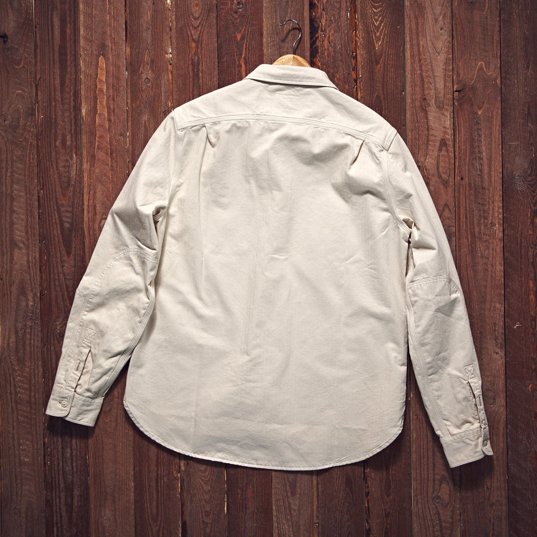 Hen's Teeth Italy - Herringbone Work Shirt - Raw White V2