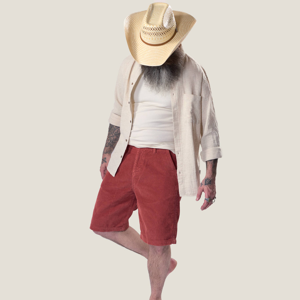 Blue De Genes - Floyd Cord Shorts - Lys-Rød