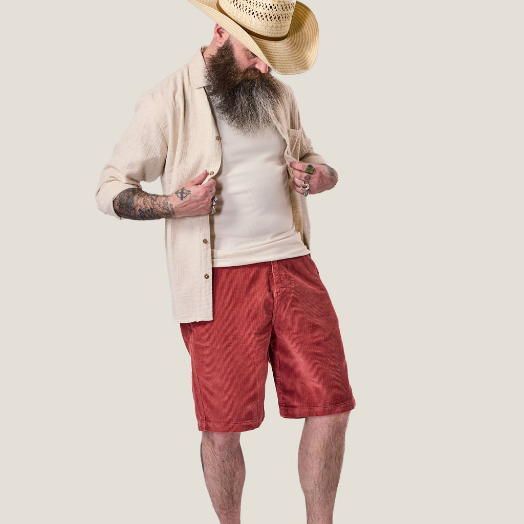 Blue De Genes - Floyd Cord Shorts - Lys-Rød