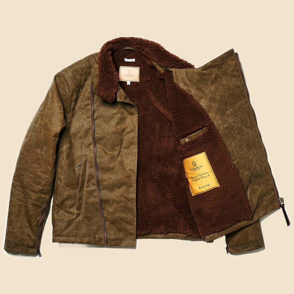Shangri La Heritage - “Swedish” Motorcycle Jacket Waxed Canvas (Ltd. Ed. 100 pcs) - Tan
