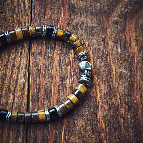 Bracelet -Tiger Eye - Skull
