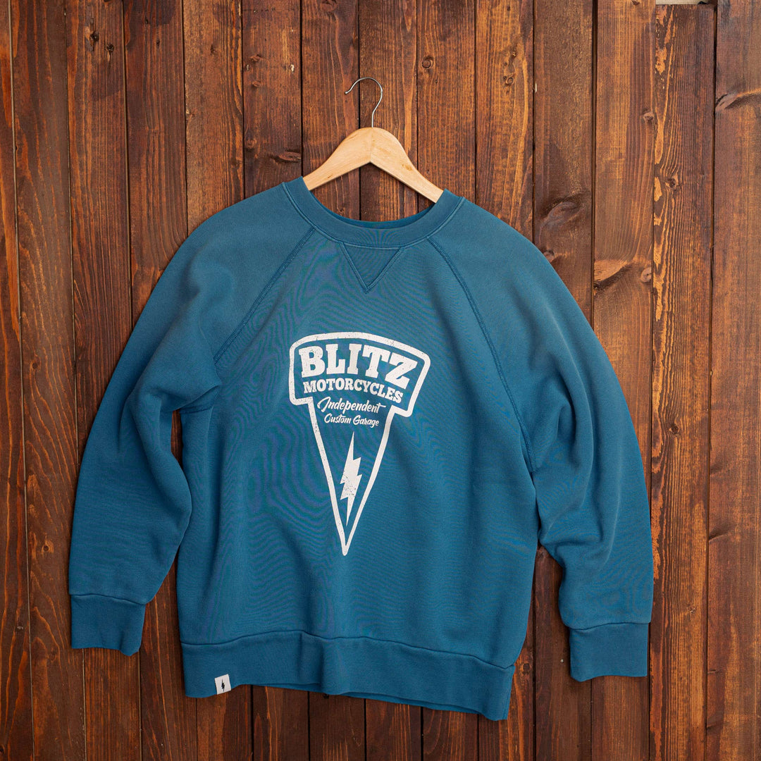 BLITZ MOTORCYCLES - CREW NECK SWEATSHIRT logo"Nail"- Indigo blue