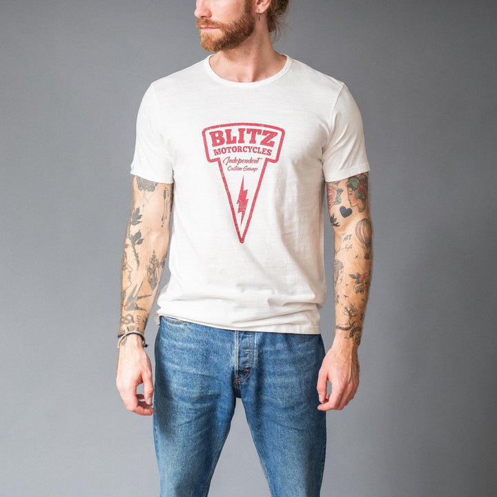 BLITZ MOTORCYCLES - T-shirt"Nail"Logo - white