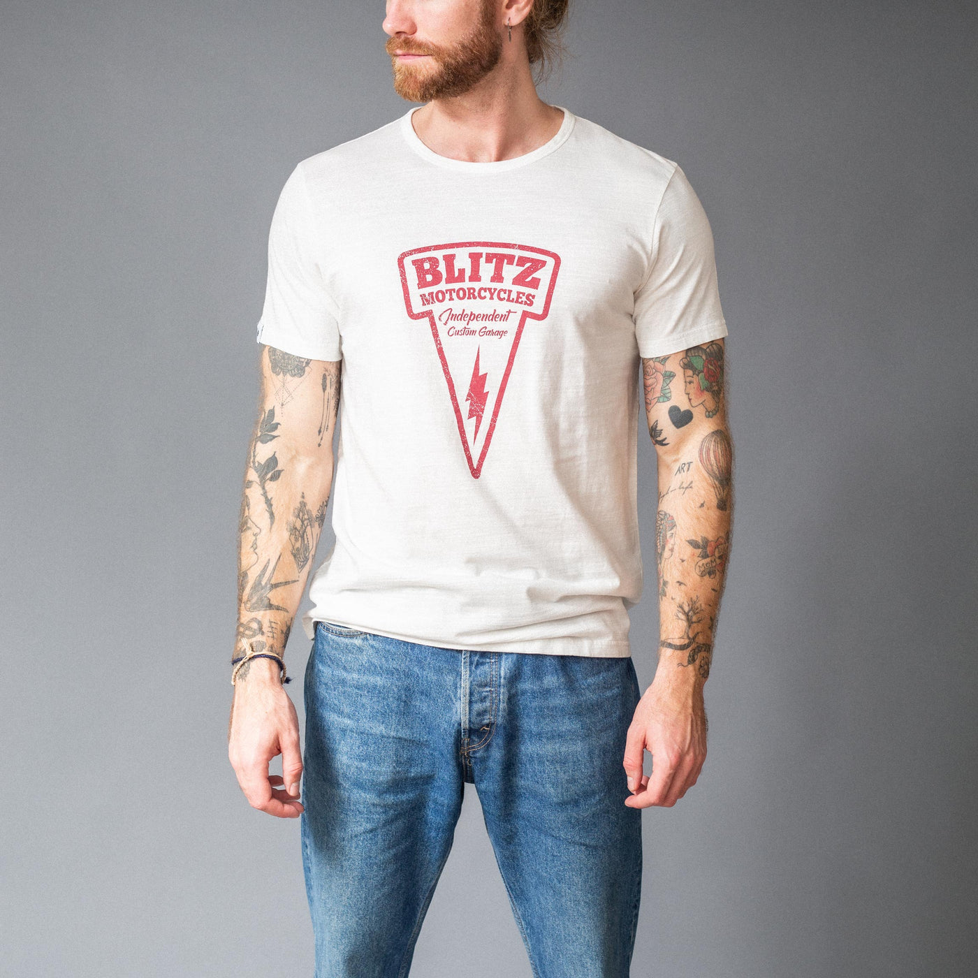 BLITZ MOTORCYCLES - T-shirt"Nail"Logo - white