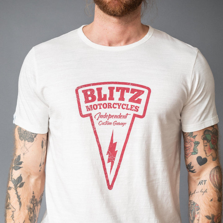 BLITZ MOTORCYCLES - T-shirt"Nail"Logo - white