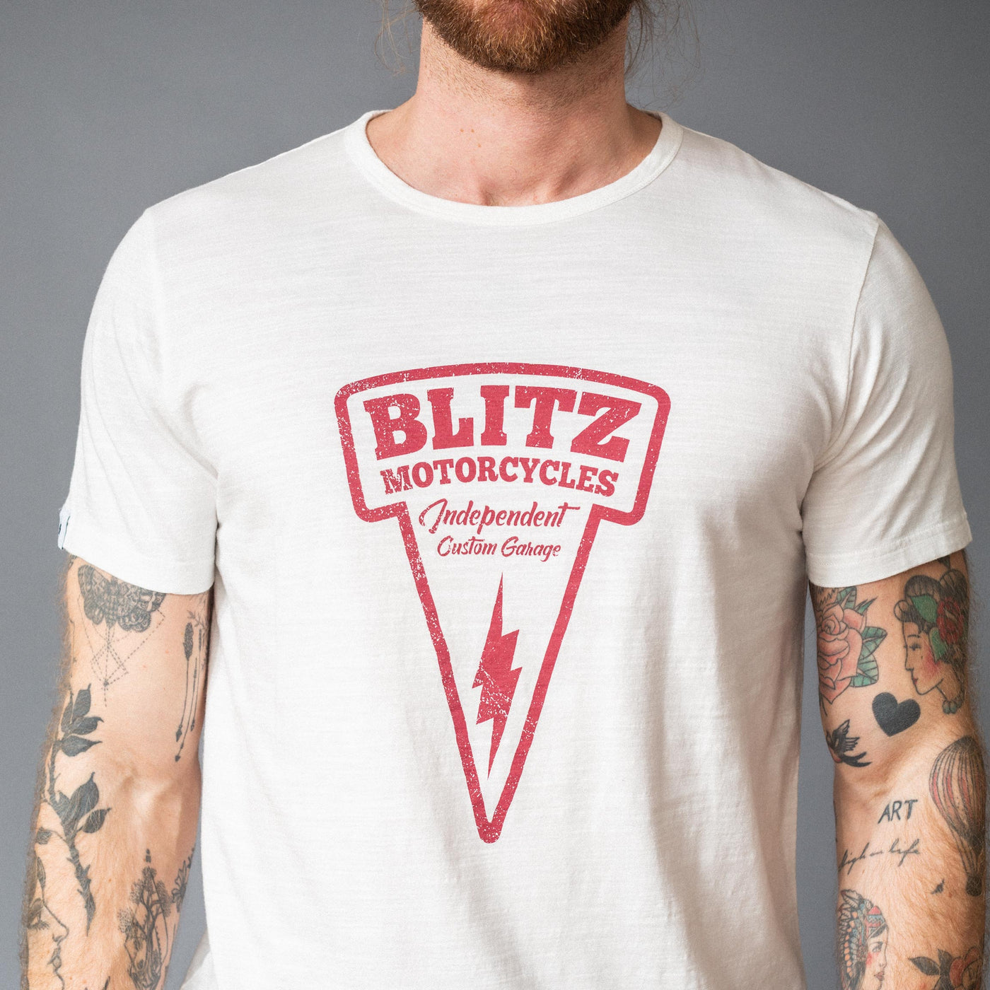 BLITZ MOTORCYCLES - T-shirt "Nail" Logo - hvid