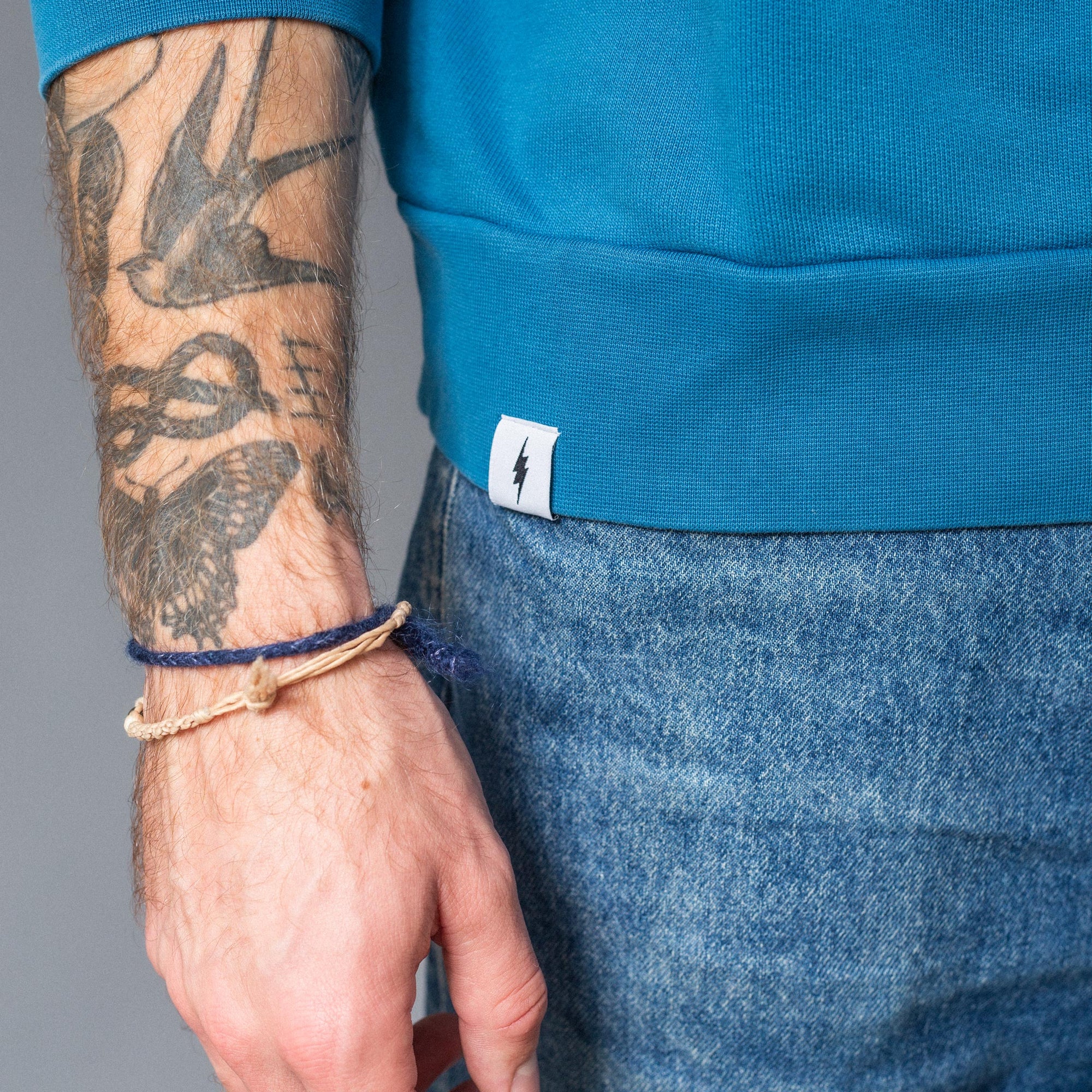BLITZ MOTORCYCLES - crewneck sweatshirt "SPIRIT" II - Indigo blå