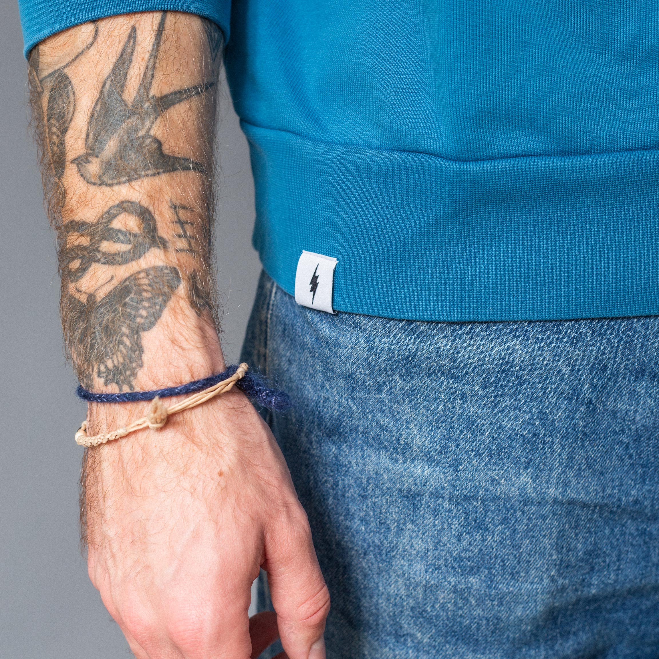 BLITZ MOTORCYCLES - crewneck sweatshirt "SPIRIT" II - Indigo blå