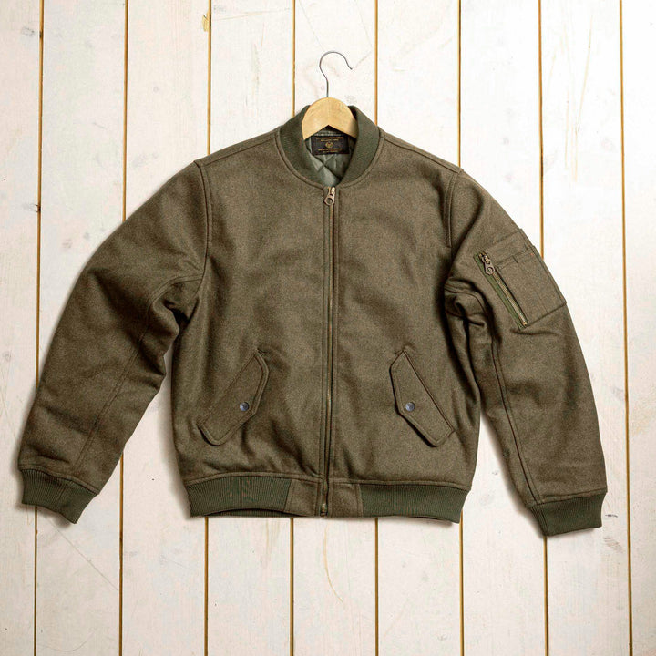 CHESAPEAKE'S - Bomber Jacket - "Miller" - Grøn Italiensk Uld