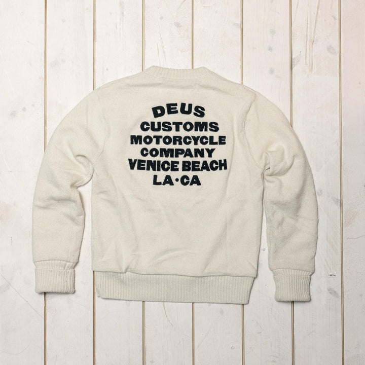 DEUS EX MACHINA - ULD CREW SWEATER "Windstop"- VINTAGE WHITE