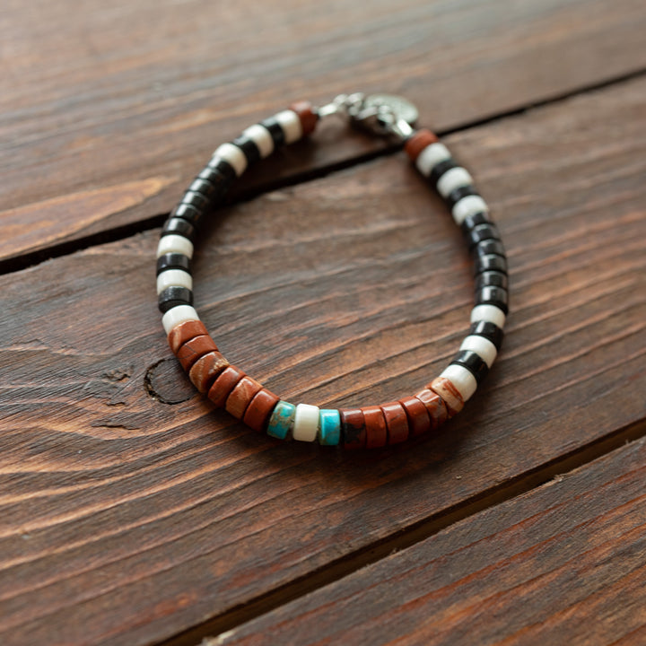 Armbånd - Jasper, Onyx and Coral Heishi Bracelet
