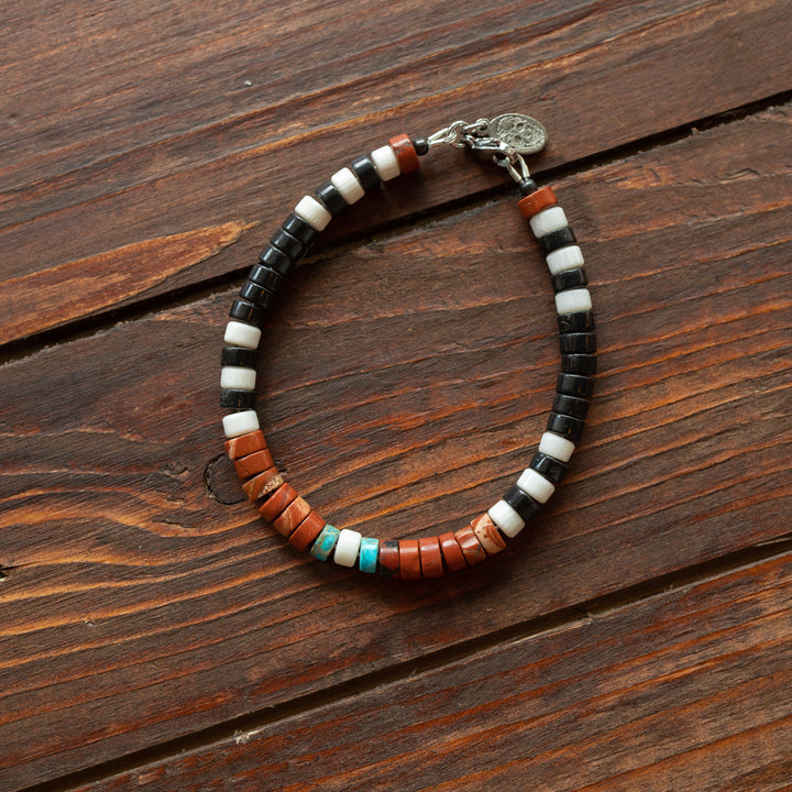 Armbånd - Jasper, Onyx and Coral Heishi Bracelet