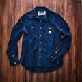 Hen's Teeth Italy - Herringbone Work Shirt - Indigo Blue "Rinse"
