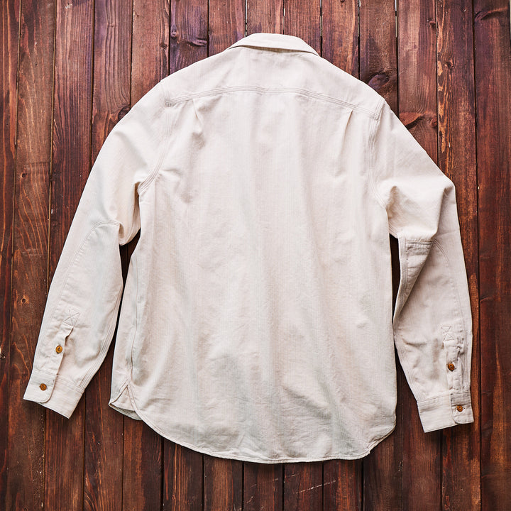 Hen's Teeth Italy - Herringbone Work Shirt - Natural Raw White