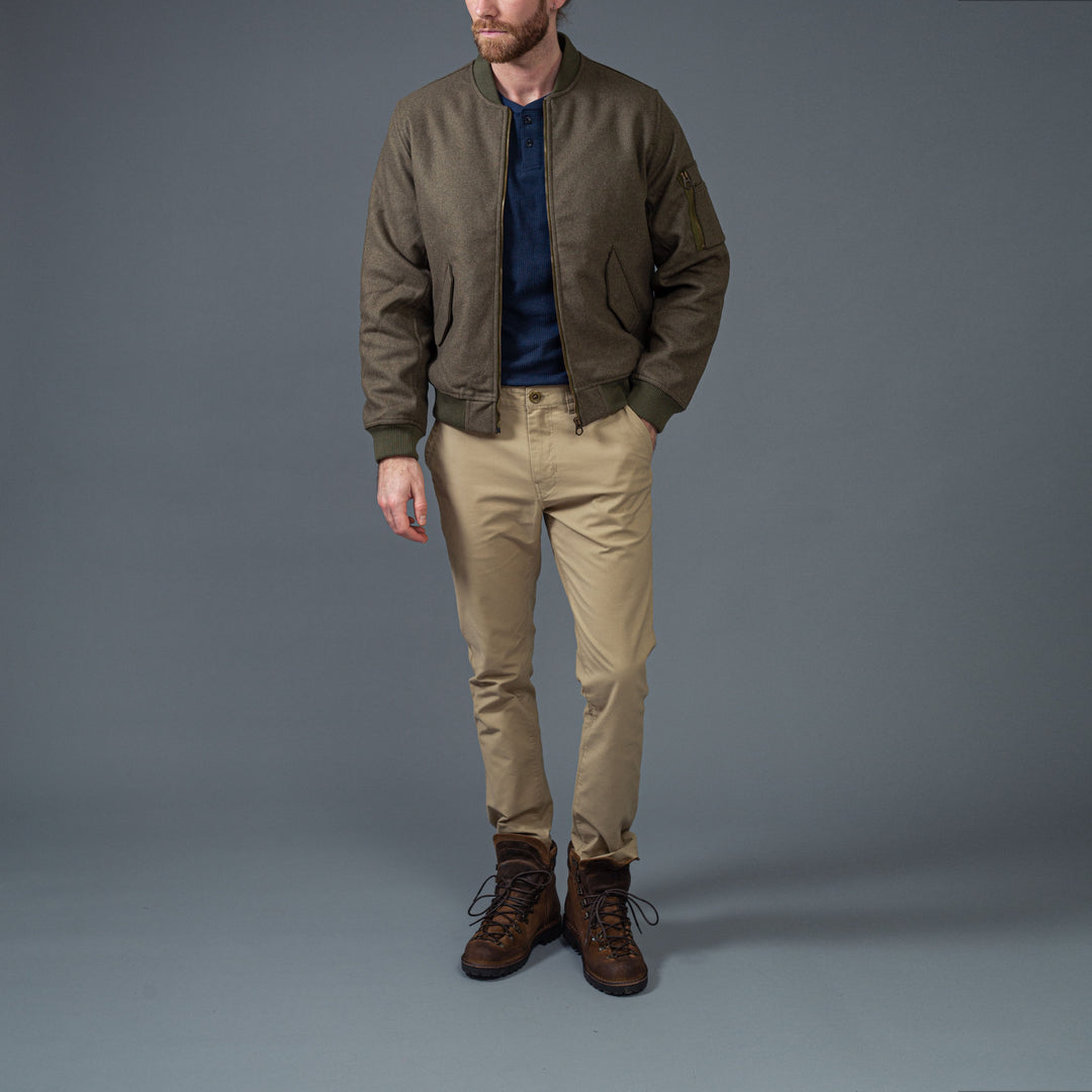 CHESAPEAKE'S - Bomber Jacket - "Miller" - Grøn Italiensk Uld