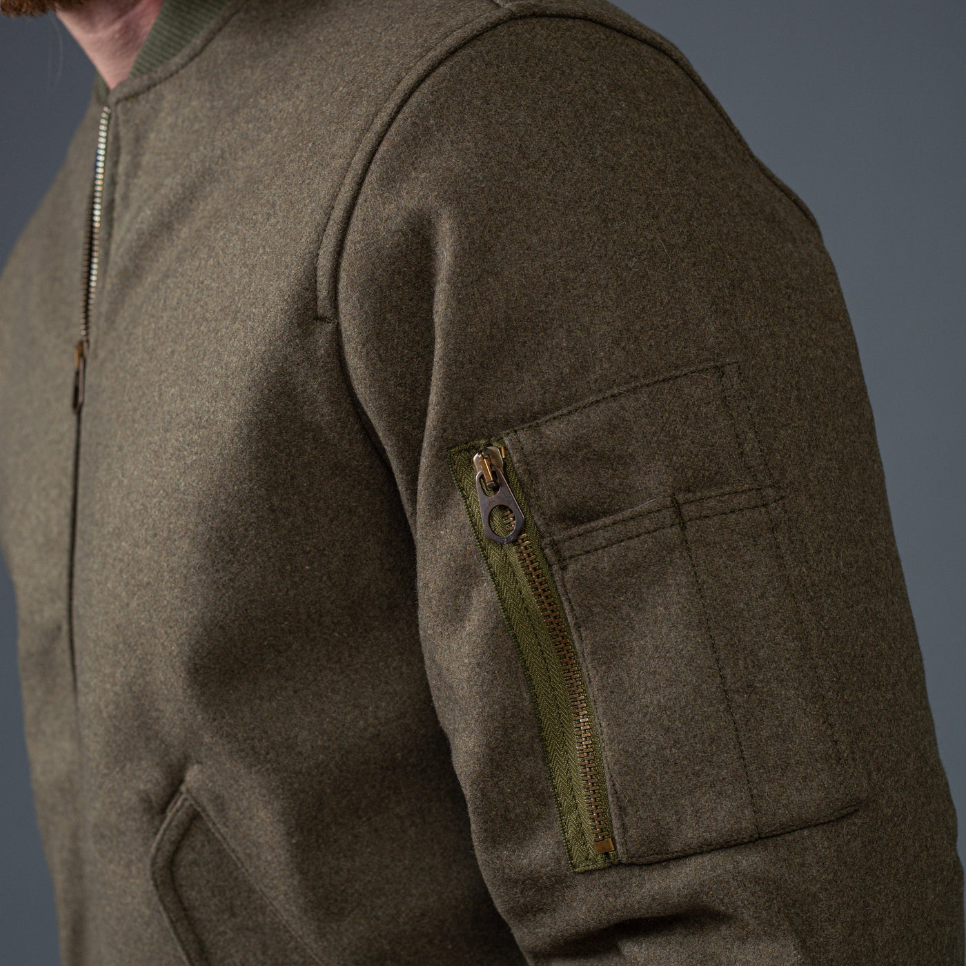 CHESAPEAKE'S - Bomber Jacket -"Miller"- Green Italian Wool
