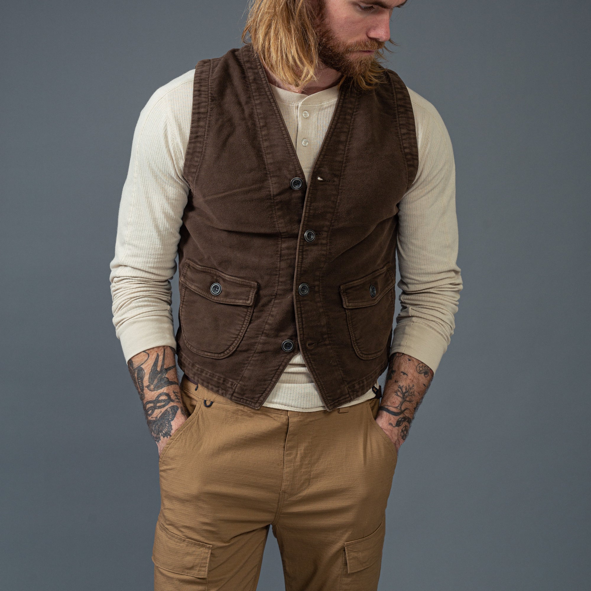 CHESAPEAKE'S - Vest -"St. Michal"Moleskin - Brown
