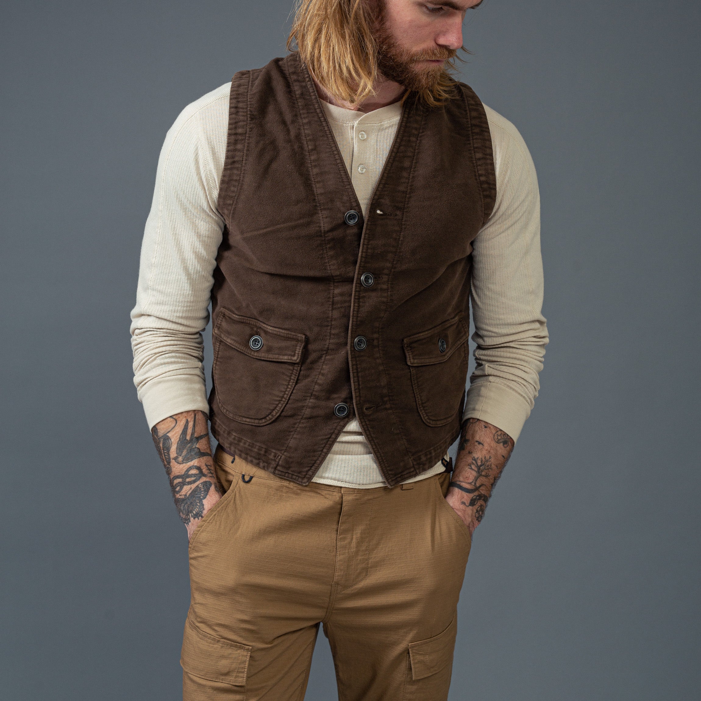 CHESAPEAKE'S - Vest -"St. Michal"Moleskin - Brown