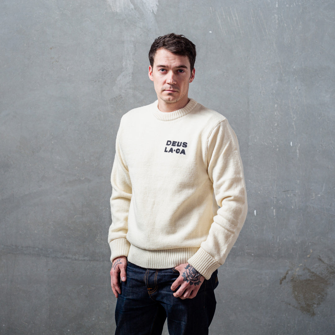 DEUS EX MACHINA - ULD CREW SWEATER"Windstop"- VINTAGE WHITE