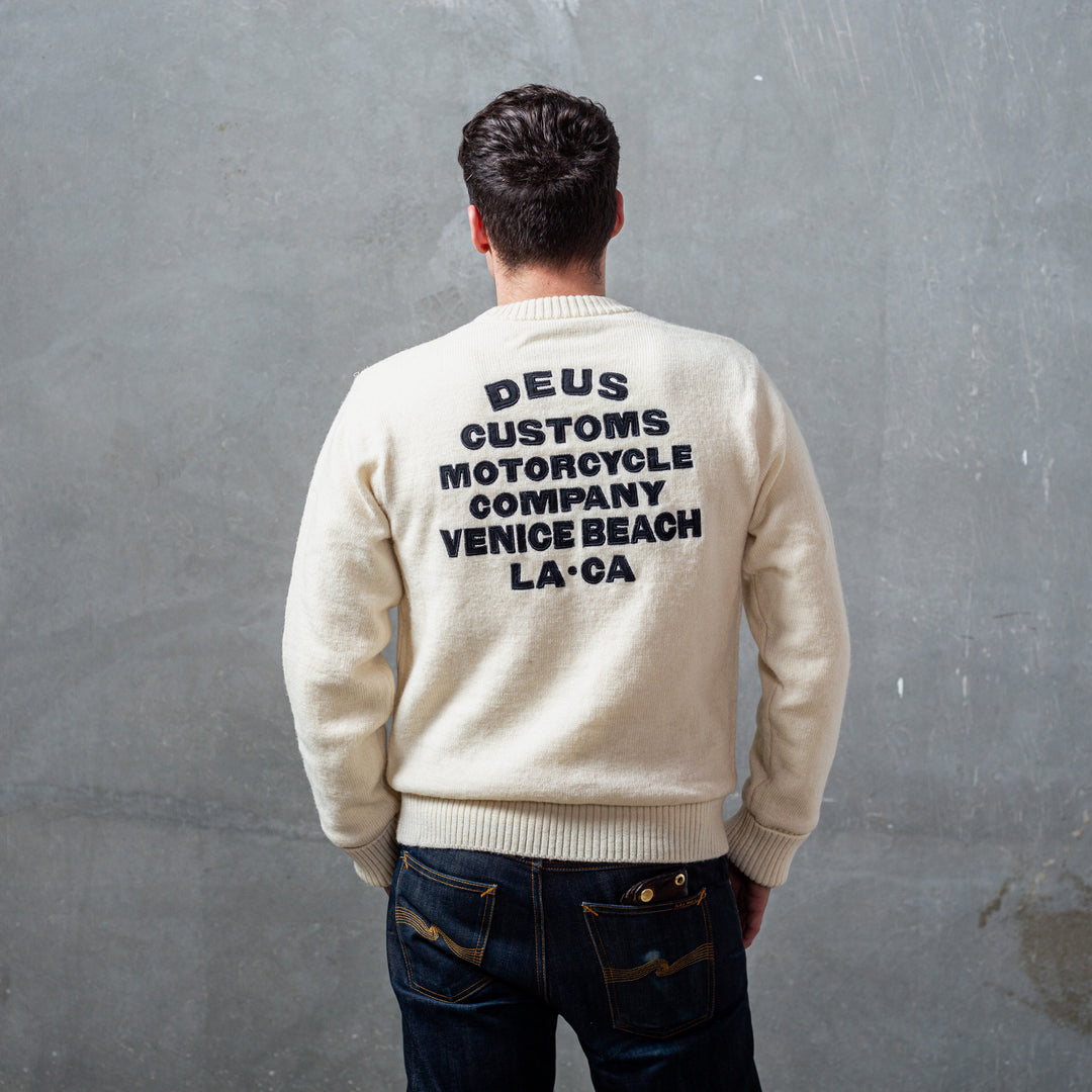 DEUS EX MACHINA - ULD CREW SWEATER"Windstop"- VINTAGE WHITE