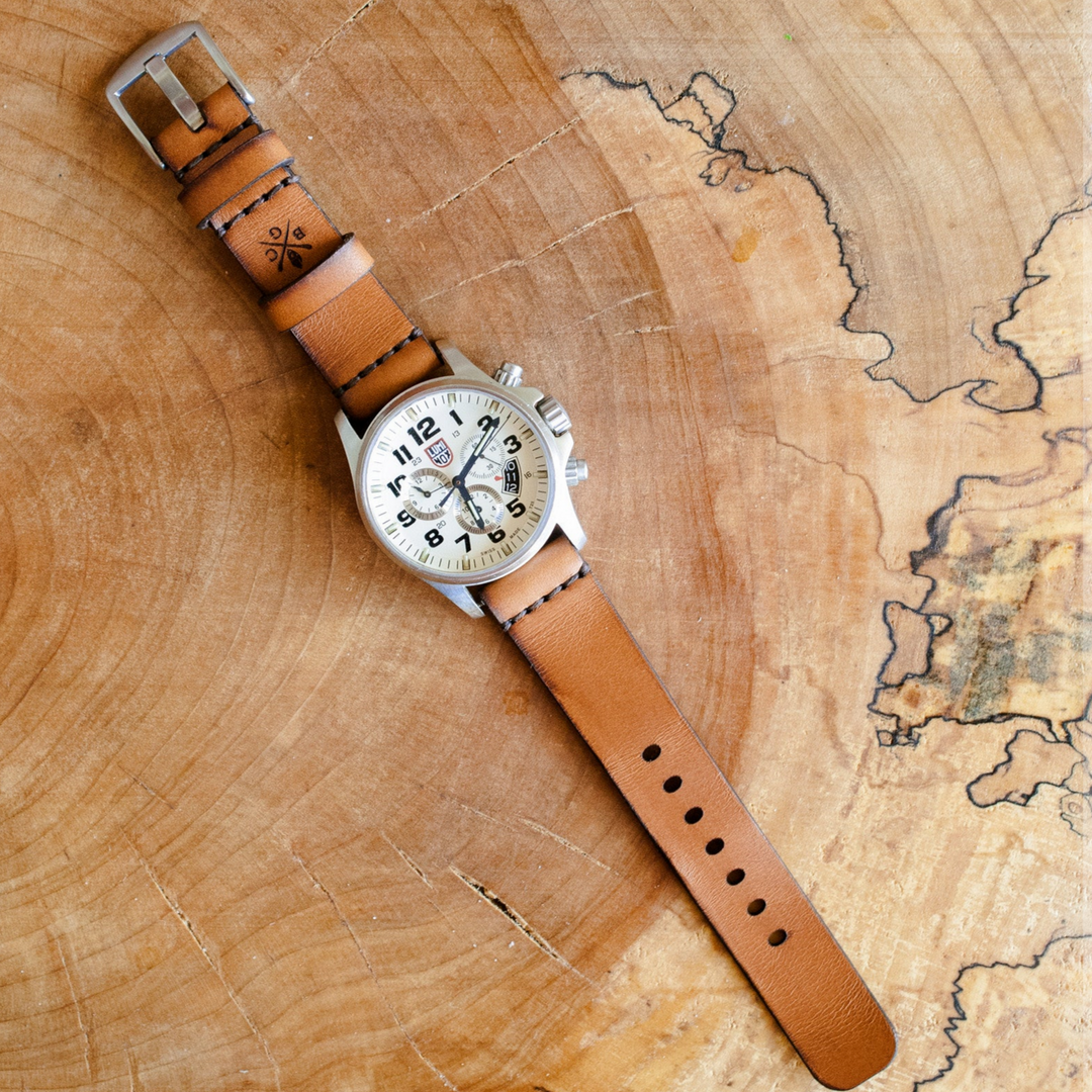 BEXAR GOODS - Urrem til klassisk ur/garmin Strap  (22mm) - lys cognac