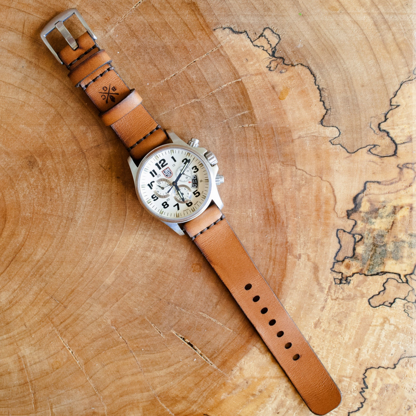 BEXAR GOODS - Watch strap for classic watch/garmin Strap (22mm) - light cognac